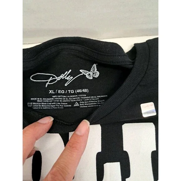 Dolly Parton Men's Portrait Black Graphic Short Sleeves T-Shirt XL - Picture 3 of 5